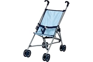 DOLLS WORLD DOLLSWORLD from Peterkin | Blue Doll's Stroller | Foldable stroller with easy-grip handles, suitable for dolls up to 56cm | Dolls & Accessories | Ages 3+