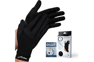 ‎DR. ARTHRITIS Von Ärzten Entworfen Arthrose-Handschuhe mit Kupfer/Kompressionshandschuhe für Frauen und Männer, Fingerlose Handschuhe, Raynauds, RSI, Karpaltunnel, Neurodermitis Handschuhe [Schwarz,