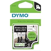Dymo S0718050, Y&uuml;ksek Performans Esnek Naylon (19 mm x 3,5 mt), Siyah/Beyaz (16958)