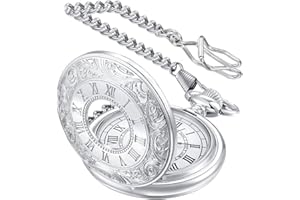 YUYWWAN Taschenuhr mit Kette Herren, Vintage Taschenuhren, Römische Ziffern Pocket Watch, Klassische Taschenuhr mit Taillenkette, Analog Taschen Uhr Vintage für Frauen Männer