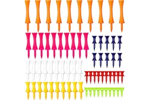 GGTTNRT 70 Stück Golf Tees Kunststoff Golftees 7 Farben 7 Größen (25mm, 31mm, 37mm, 43mm, 51mm, 57mm, 70mm)