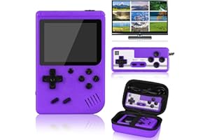 TECTINTER Console de jeu portable avec 500 jeux FC - Console de jeu rétro rechargeable - 1020 mAh - Écran LCD de 7,6 cm - Cadeaux d'anniversaire pour garçons et filles (Violet, 500 jeux + sac)