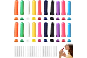 KARELLS 20 Stück Riechstifte Für Ätherische Öle, Gute Hygroskopizität Naseninhalator Stift Riechstäbchen, Nachfüllbarer Inhalator Stick, Jederzeit zum Mitnehmen Geeignet, für die Aromatherapie(10 Farben)