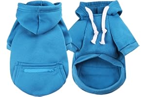 AMAONE Wasserdichte Hundemantel Winter Warme Jacke Hunde Welpen Pullover Junge Für Kleine Mit Tasche - Warmer Hund Medium Hoodie Herbst Kleidung Winter Fleece Haustierkleidung Hunde (1024THDEBKC-Blue, XS)