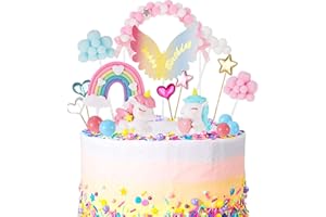 Opopark 26 Stück Einhorn Tortendeko Regenbogen Tortendeko Happy Birthday Torten Topper Luftballon Sternen Cake-Topper Kuchen Aufsätze für Mädchen Geburtstag