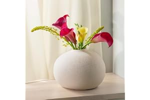 Keramisk Vas Vit - Sandtexturerad Blomvas - Vattentät - Handgjord - Dekorativ Vas För Bordsdekoration Och Present - Perfekt För Hem Och Kontor