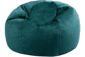 icon Kingston Velvet Bean Bag, Teal Green, Large Adult Bean Bag Chair with Filling Included, Accent Chair, Living Room, Living Room Furniture, Bedroom Furniture