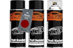 TRISTARcolor Pintura automotriz Set de botes de spray para Mazda 41V Soul Red Metallic/Rubinrot Metallic Fondo pintura base pintura transparente aerosol 400 ml