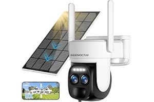 BEENOCAM [8X Zoom] 4K Telecamera Wi-Fi Esterno Senza Fili con Pannello Solare,360° PTZ Videocamera Sorveglianza Wireless con Visione Notturna a Colori,Allarme,Rilevazione Movimento PIR,2 Vie Audio