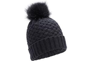 Mountain Warehouse Lisbon Fur Lined Womens Pom Beanie - Warm Ladies Winter Cap, Breathable Hat Cap, Easy Care - Best for Travelling, Walking & Camping