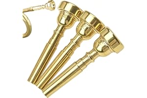 Musiin Lot de 3 embouchures de trompette dorées – Embouts buccaux en cuivre pur de haute qualité, accessoires de rechange pour débutants et étudiants (3C, 5C, 7C)