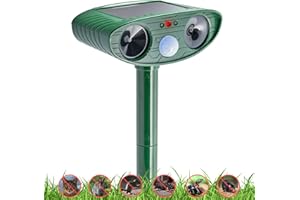 HARIKIKI Repelente Gatos ultrasonico, Ahuyentador de Gatos Exterior, Trampa Gatos, Anti Topos, Repelente ultrasónico de plagas, Ahuyentador espanta Gatos, Disuasorio de Paloma, Carga Energía Solar