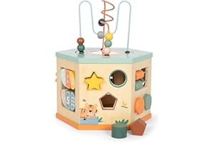 small foot Dado Safari in Legno, Gioco motricità e didattico con 7 Lati, per Bimbi da 1 Anno in su, 12641, Colore Colorato