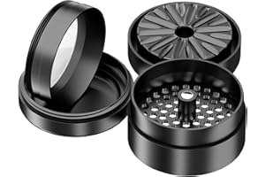 CALIFORNIA'S CHOICE Premium Toothless Grinder Hollywood Schwarz| Zahnlos | Aluminium in Raumfahrtqualität | 4 – teilig | Blüten (Flower) Mühle (Mill) | Inkl. Feinsieb, Pollenfach, Pollenschieber und Schutzbeutel