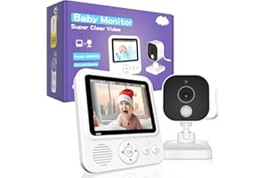 OBVHNUA Vigilabebés con Cámara, 1500mAh Camara Vigilancia Bebe Inteligente con Pantalla LCD de 2.8", VOX, Zoom 10x, Visión No