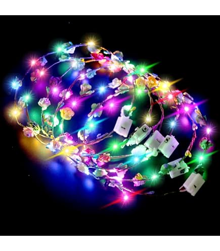 Zoestar Corona di fiori a LED per capelli illuminata, fascia per capelli da sposa floreale copricapo per festival ghirlanda copricapo per donne e