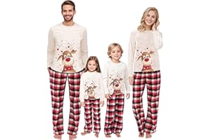 Tutamaz Weihnachts Pyjama, Weihnachtsoutfit Familie Pyjama Set Lang Tops+Hosen, Weihnachts Schlafanzug,Weihnachts-Pyjama für Vater, Mutter, Mädchen, Jungen?Weiblicher Erwachsener