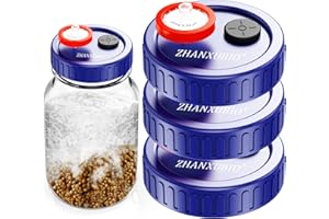 Barattolo per funghi Coperchio per coltura liquida Coperchio in plastica alimentare a bocca regolare con membrana PTFE e porte di iniezione autocurative di ZHANXUBIO (70 mm, 3 pezzi)