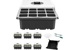 DEREINE Vassoi per Propagatore di Semi, 6 Pezzi Mini Serra per Piantine, Semina Pianta Starter Vassoio, Kit di Germinazione con Coperchio e Tappeti Piante, per Semenzaio Germinazione e Crescita delle Piante