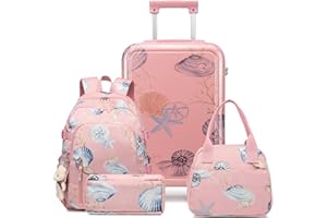 Sea choice Valise Enfants avec Sac à Dos Ultra Légère PC Trolley avec 4 roulettes Serrure TSA Bagages de Voyage Rigide pour Filles et Garçons, 53x34x21cm