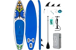 FunWater SUP Aufblasbares Board | Stand Up Paddleboard 335x82x15cm für Erwachsene Junge und Kinder | Mit Pumpe, verstellbarem Paddel und Finnen, wasserdichte Handytasche, Sicherheitsleine