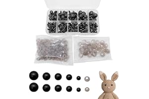 Skythrive Occhi di Sicurezza 142 Pezzi - Occhi a Bottone in Plastica per Bambole, Peluche e Orsacchiotti, Fai da Te, 6-12 mm