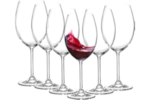 6 Copas de Vino Tinto y Blanco - Envío 24H - Perfectas para Uso en Casa, Restaurante y en Fiestas, Ligeras y Resistentes - Cristal Fino y Resistente - Cosecha Privada (6 Copas 58 cl - vino)