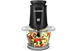 Nutricook Multi Purpose Glass Chopper & Mincer, 500 W, 1.2L with 4 SS Blade detachable System, easy to clean, Pulse speed for precision, Ice Crushing, Anti Slip ring, 2 Yr Warranty, NC-CH1200 Black
