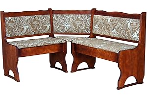 K KOMA Tapicería Banco de esquina de madera de pino, color Calvados con tapicería de madera maciza - Flor Brillante (140 x 200)