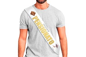 DFPRIME Fascia Ufficialmente Pensionato - Gadget Festa di Pensione Uomo - Fascia in Raso 2 Metri – Idea Regalo Pensionamento – Made in Italy - Scherzo Pensionato