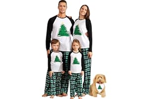IFFEI Family zestaw piżamowy bożonarodzeniowej, dopasowujący zestaw piżamowy z T-shirtem i spodniami ze wzorem bożonarodzeniowym i kieszenią