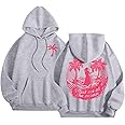 Pink Puff Graphic Hoodies for Teen Girls Kids Womens Cute Letter Print Casual Preppy Sweatshirts Oversized Long Sleeve Y2K Streetwear Tops Pullover