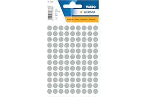 ‎HERMA HERMA 1838 Punktaufkleber Klebepunkte grau, 540 Stück, Ø 8 mm, 108 pro Bogen, selbstklebend, Markierungspunkte für Kalender Planer Basteln, matt, blanko Papier Farbpunkte Etiketten Aufkleber
