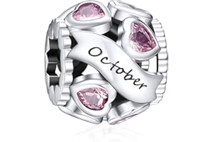 NINGAN Abalorio de plata de ley 925 con piedra natal para pulseras y collares con circonita cúbica 5A, cumpleaños, día de la madre, regalos de joyería para mujeres y niñas