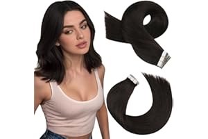 Moresoo Extension Cheveux Naturel Adhesif Brun Foncé Remy Humain Extensions Adhésives Cheveux Naturels Invisible Brun le Plus Foncé #2 30 cm 20 Pièces 30g
