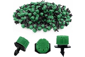 VooGenzek 200 Piezas 1/4'' Goteros de Riego, Plástico Aspersores de Riego Ajustables de 8 Agujeros, Cabezas de Riego para Goteo Goteros, Rociadores de Riego para Césped, Jardín, Verde Oscuro