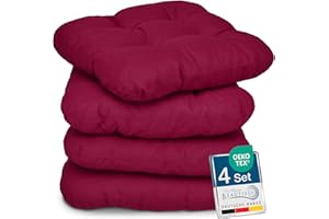 Beautissu Lisa Set di 4 Cuscini da Sedia - 40x40x8 cm - Cuscino di Seduta per sedie di Casa e Giardino, Imbottitura Comoda e Spessa – Rosso