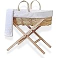 Clair de Lune Scandi Palm Moses Basket Essential Special Buy Bundle 75 x 28 cm (White)