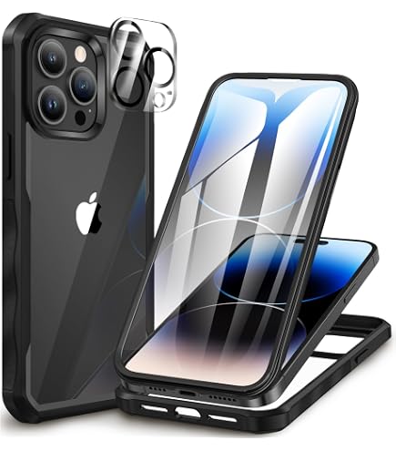 LIUKM Cover per iPhone 14 Pro, Custodia Traslucido Anti-Graffio Ultra Sottile PC Case e Morbido TPU Bumper 360 Gradi Protettiva in Rigida Case per iPhone 14 Pro - Blu