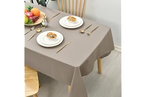 Hiasan Glatt Tischdecke Fleckenabweisend Tischtuch mit Lotuseffekt Leicht Wasserabweisend Tischwäsche, Taupe, 140x300cm