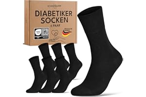 sockenkauf24 Diabetikersocken ohne Gummibund & ohne Naht 97% Baumwolle (6 Paar) Diabetiker Socken mit Komfortbund für Damen & Herren
