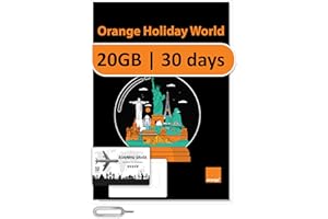 ROAMING SAVER Orange Holiday Worldwide Prepaid SIM Card 20GB Internet Data for 30 Days in 4G/LTE | Data tethering Allowed | Calls & SMS | 1 Sim Card Holder + 1 Pin (international sim, Asia America Europe)