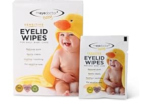 The Eye Doctor Empfindlich Babylidtücher – Tägliche Babypflege – Ohne Konservierungsstoffe, Ohne Reinigungsmittel Und Ohne Duftstoffe – 40x Einzeln Versiegelte, Steril Augenlidtücher Für Babys