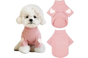 Yaopelky Felpa per cani di taglia piccola e media, calda maglietta per animali domestici, con stampa a cuore, per gatti, cuccioli, felpe per orsacchiotto, chihuahua schnauzer (rosa, M)