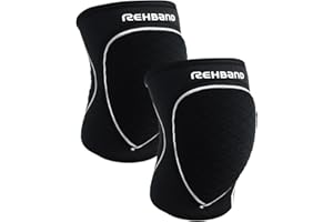 Rehband Genouillères Rembourré pour le handball et le volleyball Genouillères - confortables et près du corps, protègent l'articulation du genou, Couleur:Noir - 1 Paire, Taille:M