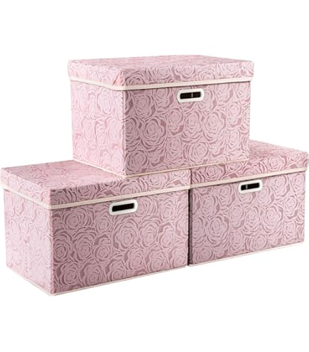 YheenLf Opbergdozen, 3 stuks, decoratieve stoffen organizer, containermanden met handgrepen voor planken, opvouwbare kledingkubussen met afneembaar deksel, grijs, 41 x 25 x 16,5 cm