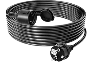 VELPAX Rallonge Electrique Extérieure 20m, Câble de Rallongue 20m avec Capuchon de Protection - IP44 extérieur, Section 3G1,5 mm2, Limite de Charge 16A/250V, Contact de Protection pour intérieur & extérieur