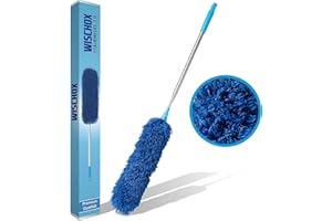 WISCHOX© Escobilla para polvo premium - Concepto mejorado 2021 I Plumero de microfibra I Escobilla lavable I Escobilla para polvo telescópica extra larga 40-280cm I Escobilla extensible para techos