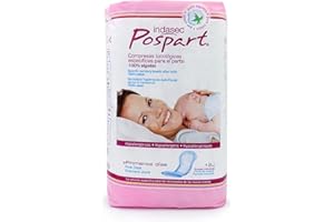 Indasec Compresas Posparto 100% Algodón Tocológicas - 12 Compresas - Hipoalergénicas