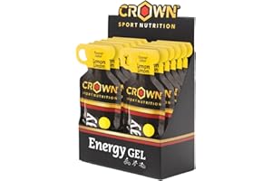 Crown Sport Nutrition Energy Gel | Carbohidratos + BCAA, Arginina, Taurina y Electrolitos | Textura líquida, con y sin cafeína | Vegano | Sin alérgenos